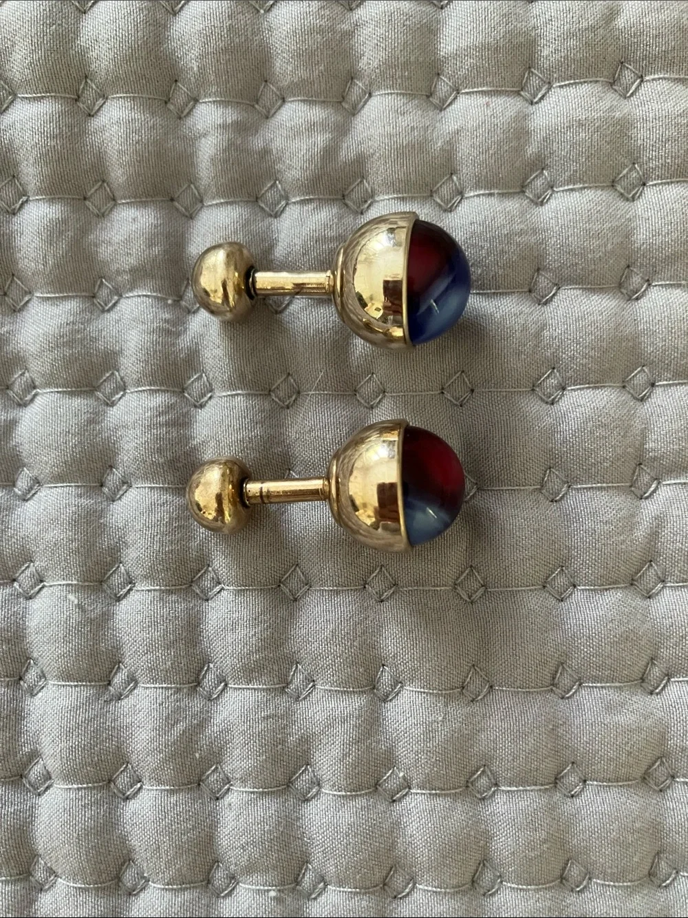 Gold-Tone Red & Blue Glass Ball Cufflinks
